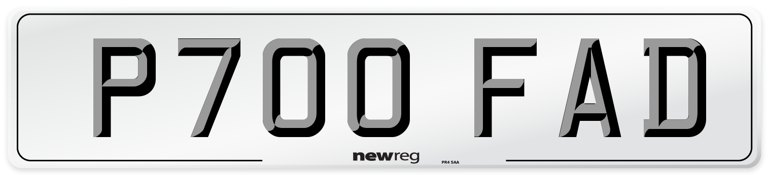 P700 FAD Number Plate from New Reg